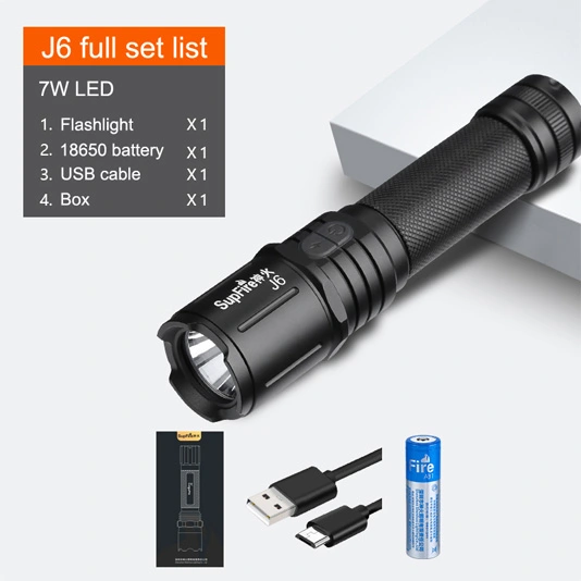 SUPERFIRE J6 270 Lumens Emergency Waterproof Tactical LED Flashlight