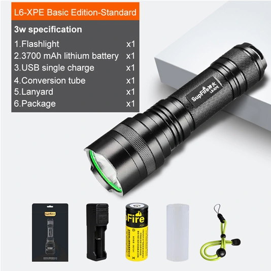 SUPERFIRE L6-XPE 300 Lumens Law Enforcement Tactical Flashlight