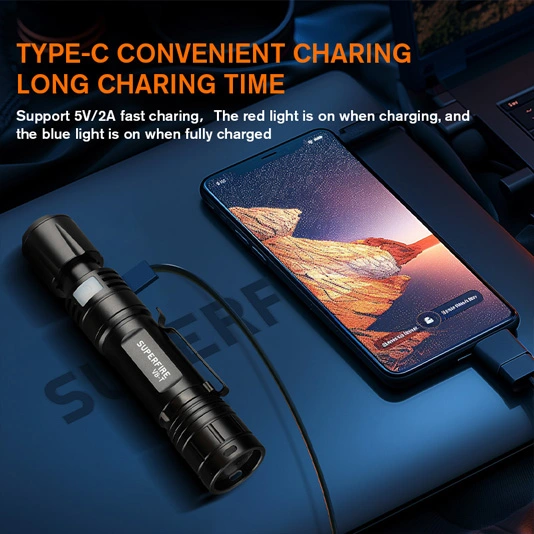 SUPERFIRE V8-T Pocket Zoom Flashlight SOS Torch Light