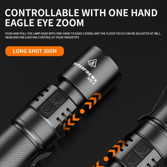 SUPERFIRE A22-S IP43 Waterproof Zoomable Eagle Eye Flashlight