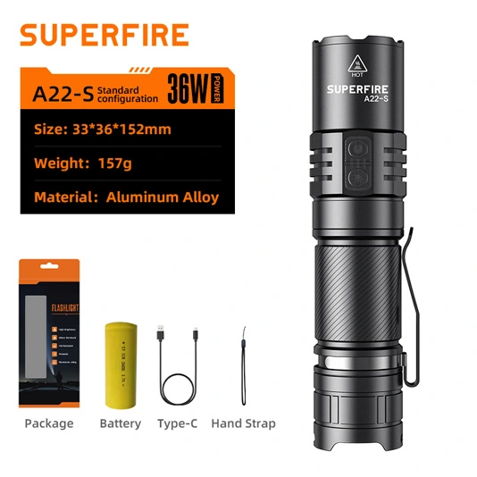 SUPERFIRE A22-S IP43 Waterproof Zoomable Eagle Eye Flashlight