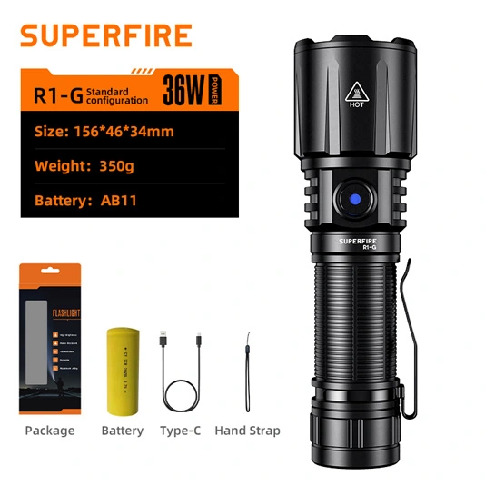 SUPERFIRE R1-G 2300 Lumens Zoomable High Power USB Types Rechargeable Flashlight