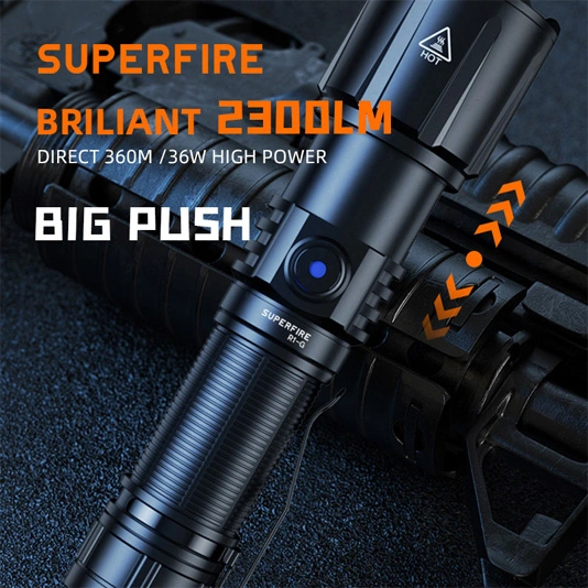 SUPERFIRE R1-G 2300 Lumens Zoomable High Power USB Types Rechargeable Flashlight