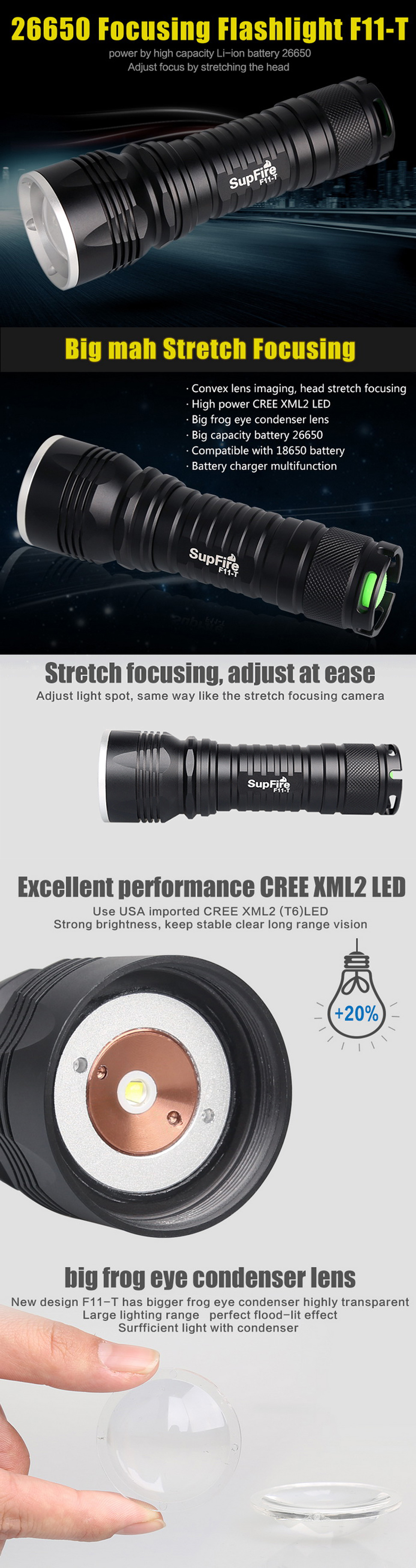 cree aluminum alloy multipurpose flashlight