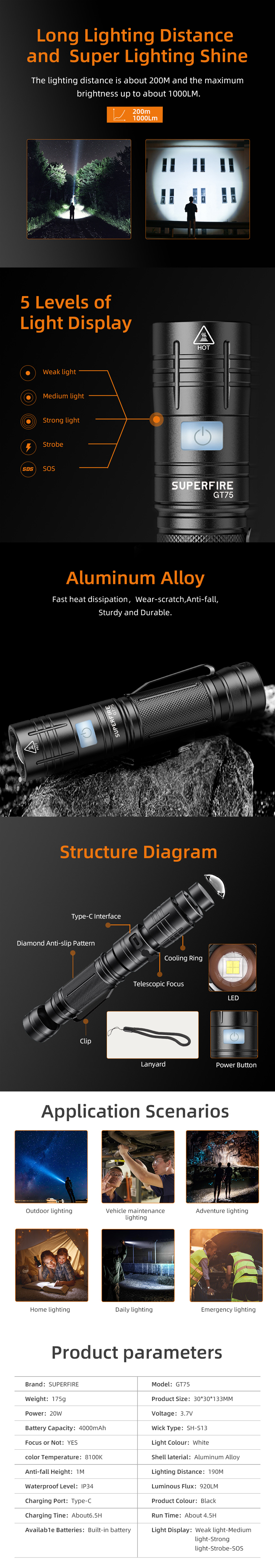 led tactical flashlight rechargeable