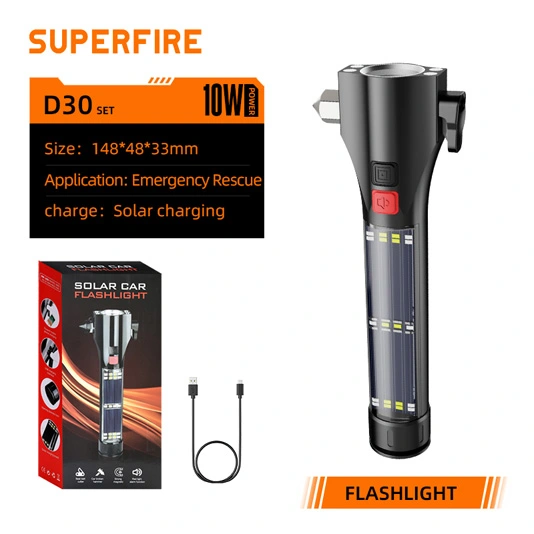 SUPERFIRE D30 Solar Rechargeable Multifunction Flashlights