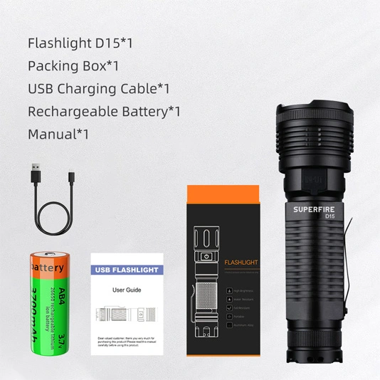 SUPERFIRE D15 P90 36W High Power Pocket Flashlight