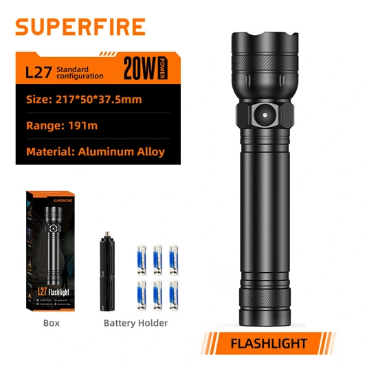 SUPERFIRE L27 Super Bright Dry Cell Flashlight Rechargeable