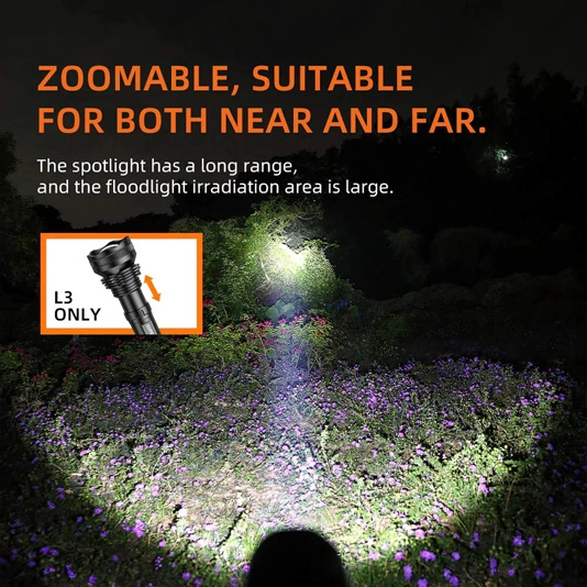 SUPERFIRE L3-P90 2700 Lumens 36W Zoomable LED Rechargeable Flashlight