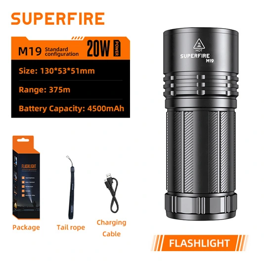 SUPERFIRE M19 Zoomable Long Range Flashlight