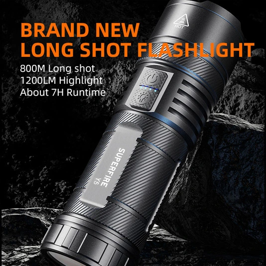 SUPERFIRE Y5 1200 Lumens 20W Rechargeable Flashlight with Power Bank