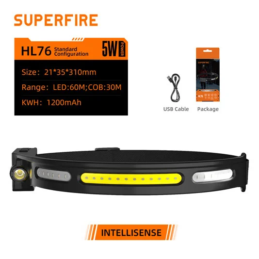 SUPERFIRE HL76 Rechargeable Cob LED Headlamp