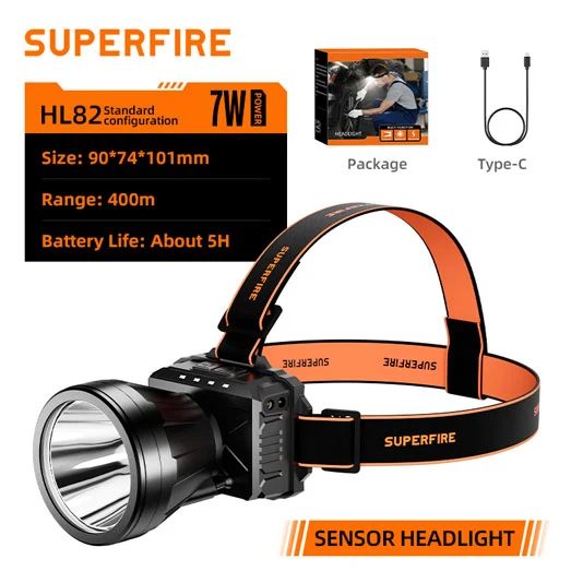 SUPERFIRE HL82 Motion Sensor Rechargeable Headlamp