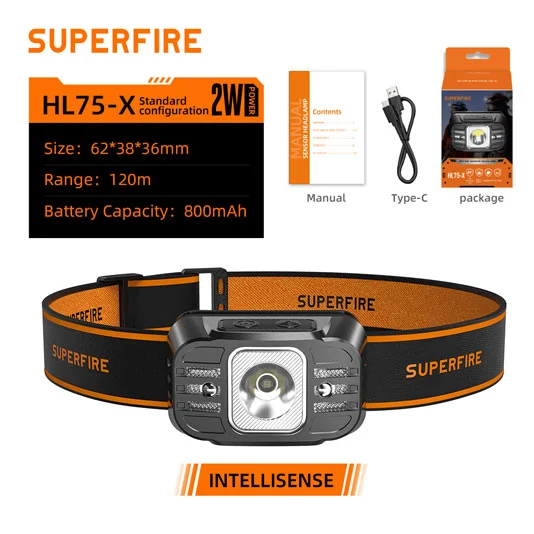 SUPERFIRE HL75 Series Motion Sensor Head Torch