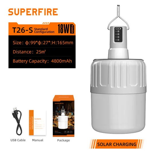 SUPERFIRE T26-S Solar Rechargeable LED Camping Lantern Light