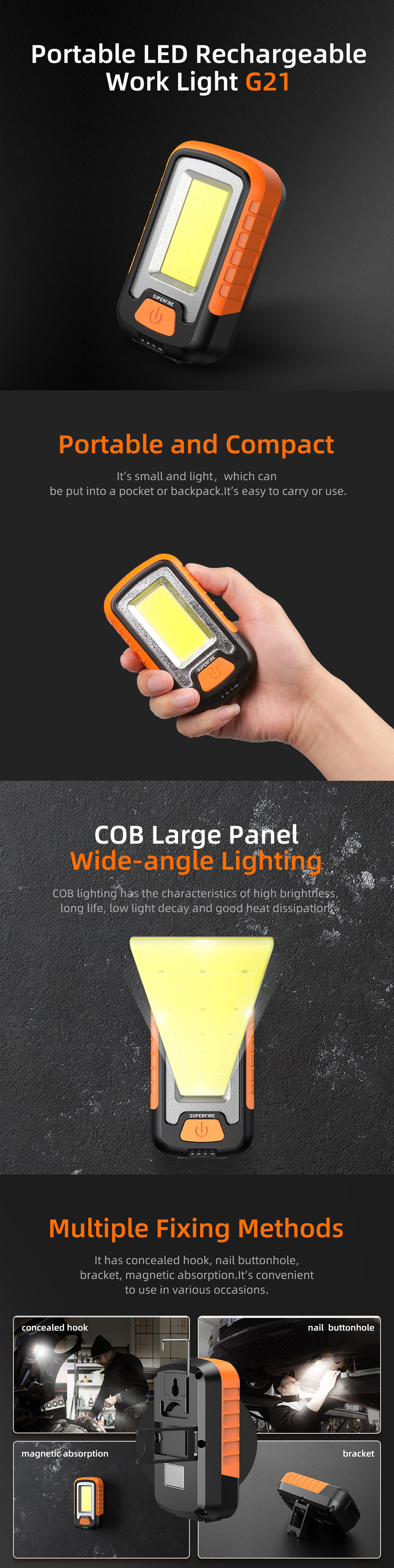 mini portable led usb rechargeable cob light