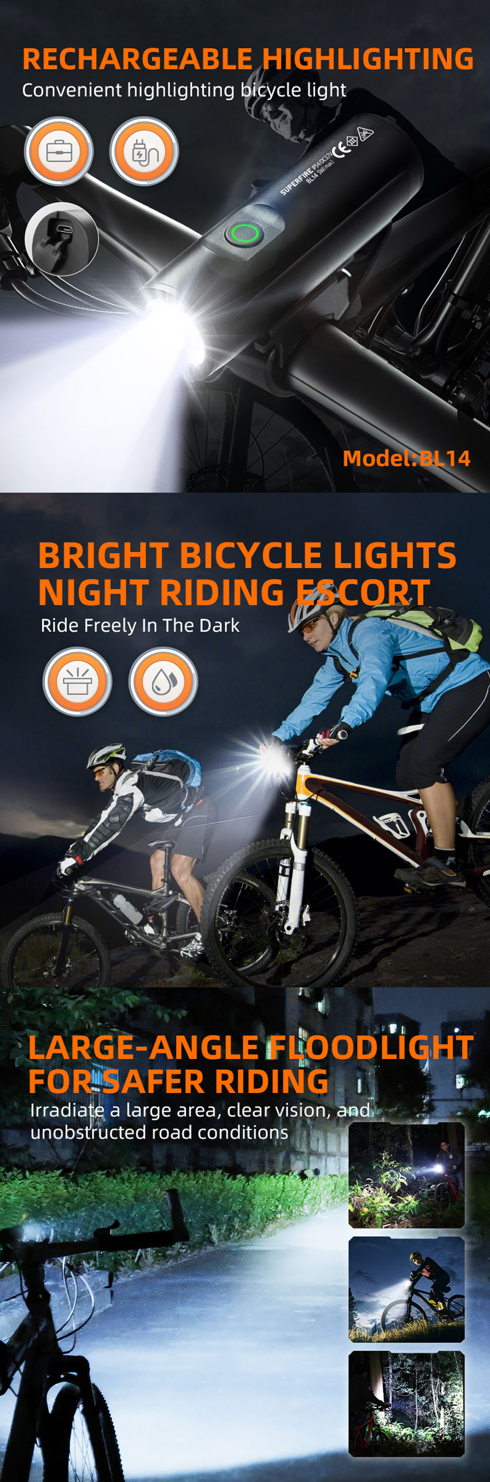 rechargeable bike front light