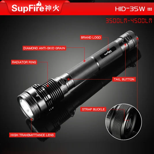 SUPERFIRE HID 35W 3500 Lumen Small HID Xenon Flashlight