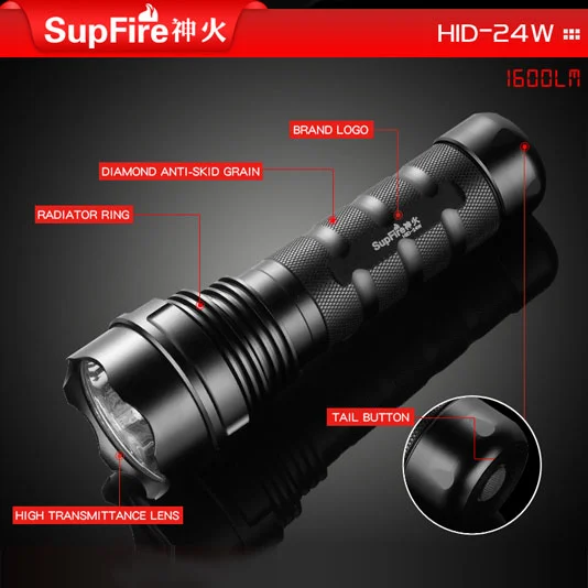 SUPERFIRE HID 24W 1600 Lumen Xenon Flashlight