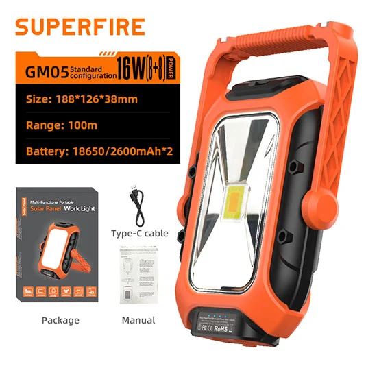 SUPERFIRE GM05 Solar Magnetic Work Light