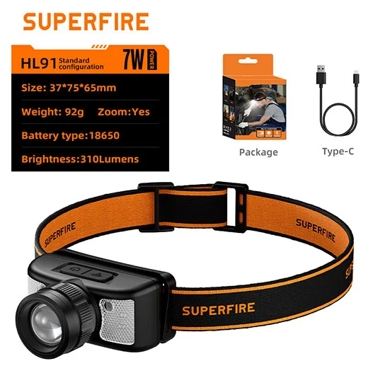 SUPERFIRE HL91 310 Lumen Headlamp with White and Red Light