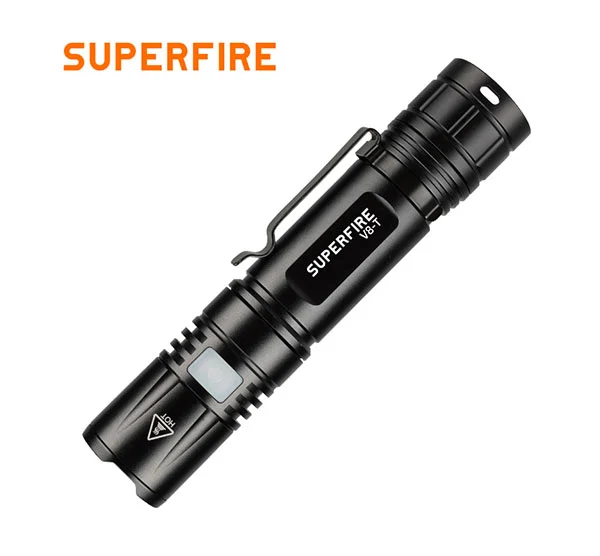 SUPERFIRE V8-T Pocket Zoom Flashlight SOS Torch Light